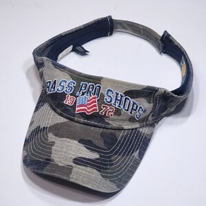 Bass Pro Shops - Camo Visor / Sun Fishing Hat Cap Adjustable 1972 American Flag